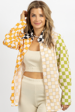 PINK MULTI-CHECKED BUTTON DOWN