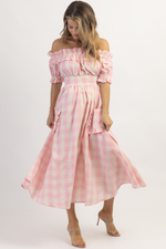 DREAMSTATE PINK GINGHAM MAXI DRESS