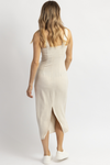 RAE NEUTRAL BOW + BUTTON MIDI DRESS *BACK IN STOCK*