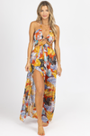 RUST TROPICAL HIGH SLIT MAXI COVER UP *BACK IN STOCK*