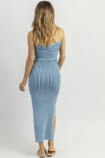 SCOTTSDALE BLUE SLIT KNIT MAXI DRESS *BACK IN STOCK*