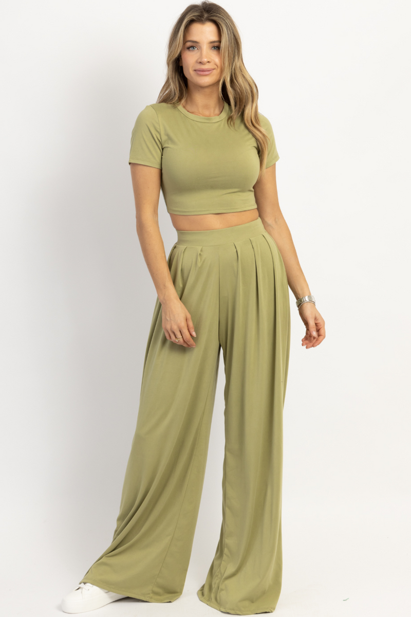 BUTTER SOFT SAGE PALAZZO PANT SET *RESTOCK COMING SOON*