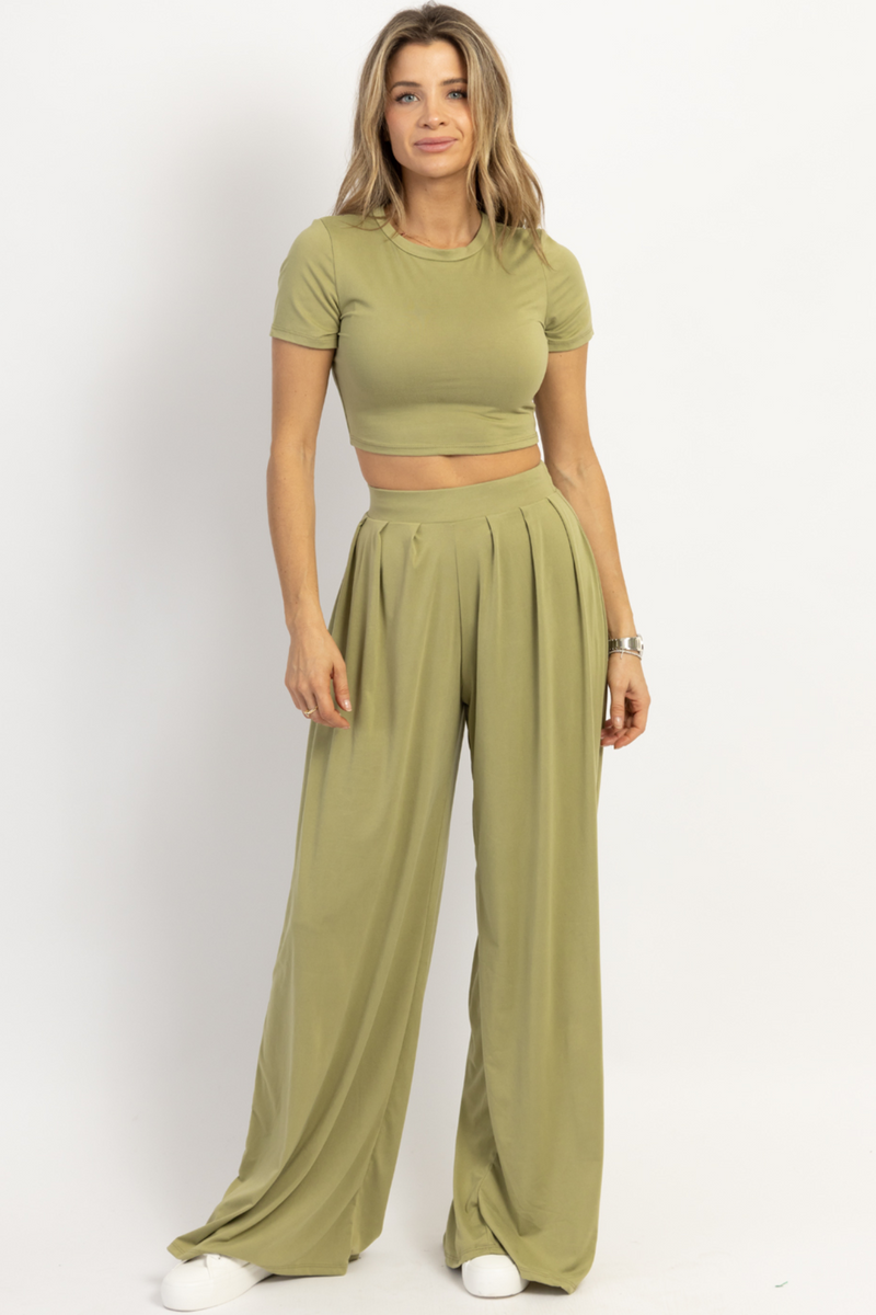 BUTTER SOFT SAGE PALAZZO PANT SET *RESTOCK COMING SOON*