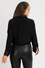 SATIN COLLAR + CUFF BUTTON DOWN