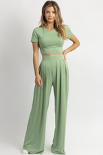 BUTTER SOFT SPRING GREEN PALAZZO PANT SET *BACK IN STOCK*
