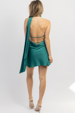 TAKE NOTICE EMERALD OPEN BACK MINI DRESS