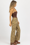 TAUPE ABSTRACT HIGH RISE FLARE JEAN