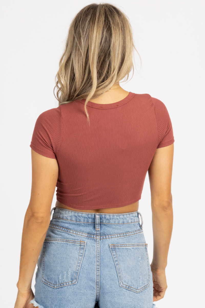 TERRACOTTA O-RING RIBBED CROP TOP *BACK IN STOCK*