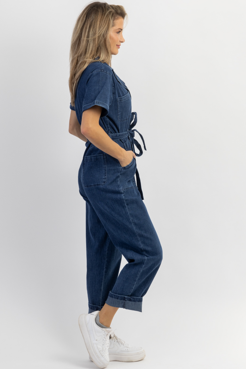 Denim online utility jumpsuit
