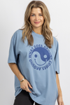 BLUE WHAT GOES AROUND GRAPHIC TEE