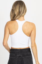 WHITE RACERBACK CROP TANK *BACK IN STOCK*