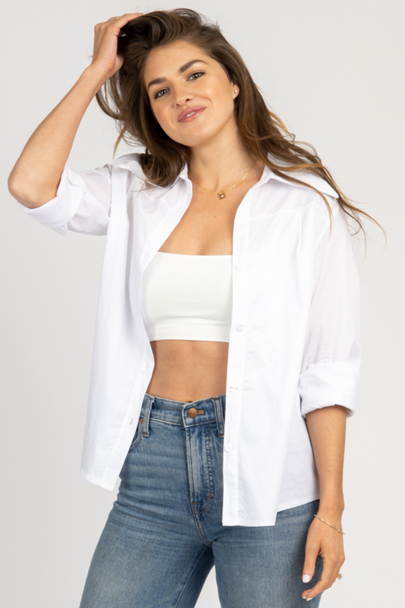 HIGH QUALITY WHITE LONG SLEEVE SIMPLE BUTTONDOWN