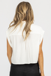 SLEEVELESS CROPPED BUTTON BLOUSE IN WHITE