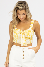 YELLOW PLAID KNOTTED CROP TOP
